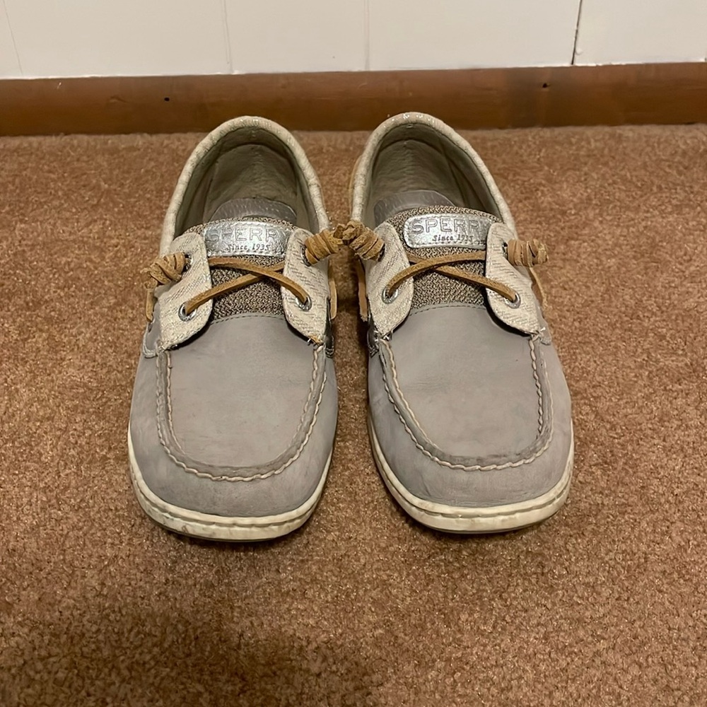 Sperry Boat Shoes Gray and Silver